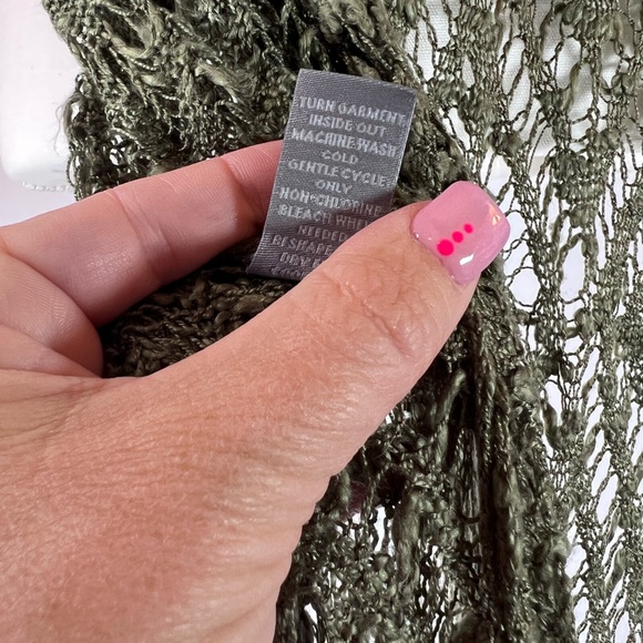 CHARLOTTE RUSSE Green Boho Duster Cardigan Crochet Long Sleeveless Sz Large - Picture 4 of 5